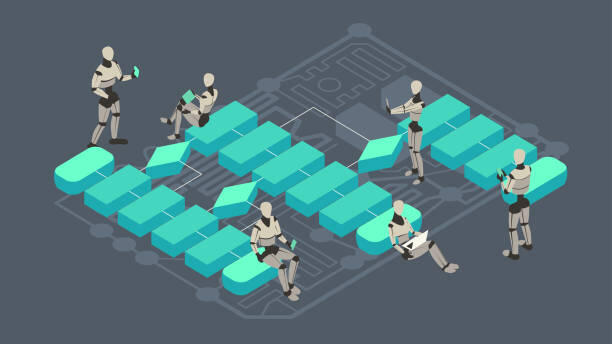 Illustration of AI automating digital task on a circuit board