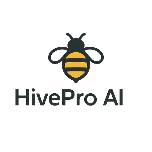 HivePro AI bee logo centered on a blue header bar